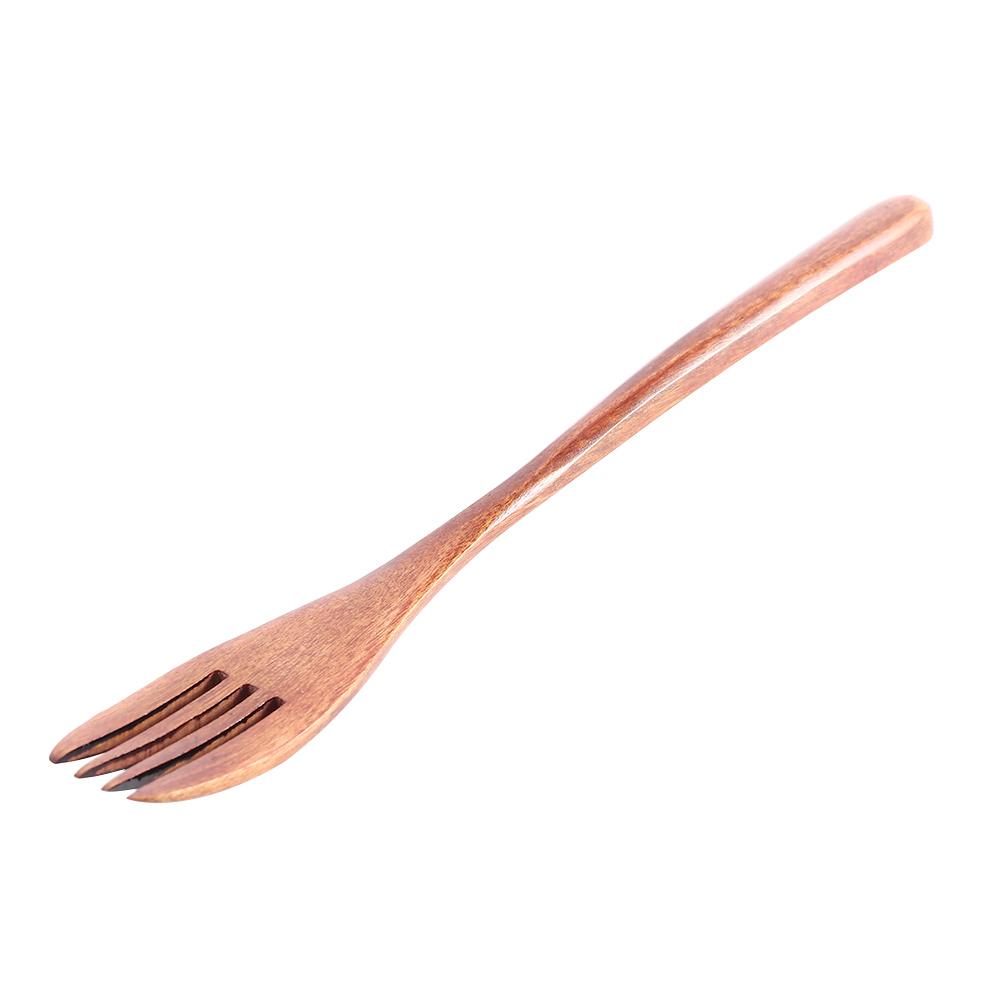 Kitchen Kids Japanese Style Cooking Eco-friendly Natural Wooden Forks Tableware Cutlery Dinnerware