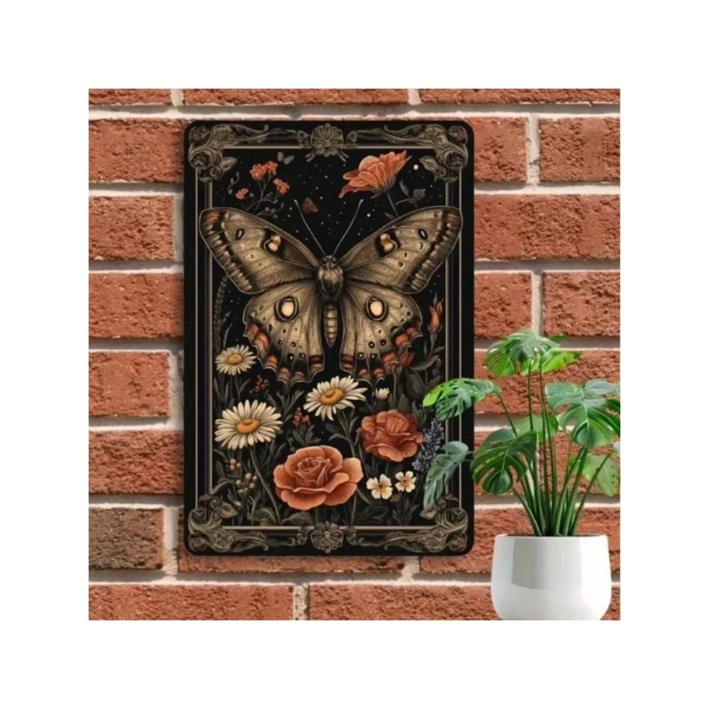 Retro Metal Wall Art Flower Butterfly Sign Bar Decor