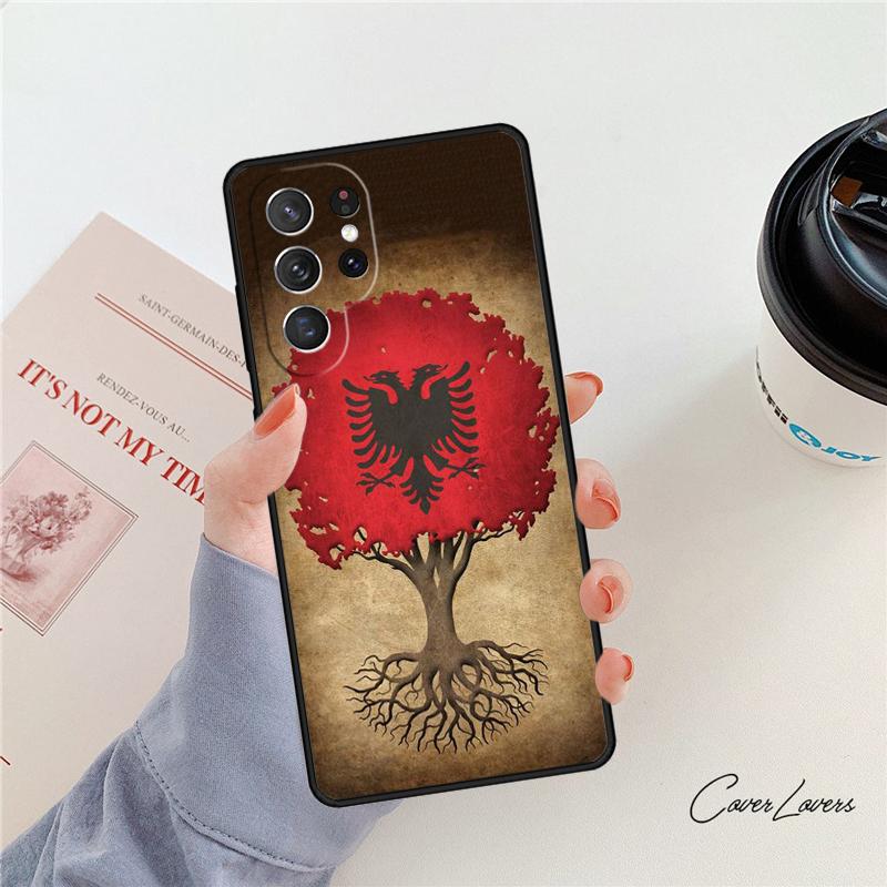 Albanian Flag Eagle phone case For Samsung Galaxy S24 S25 S23 S22 Ultra Note 10 20 Plus S20 S21 FE Cover