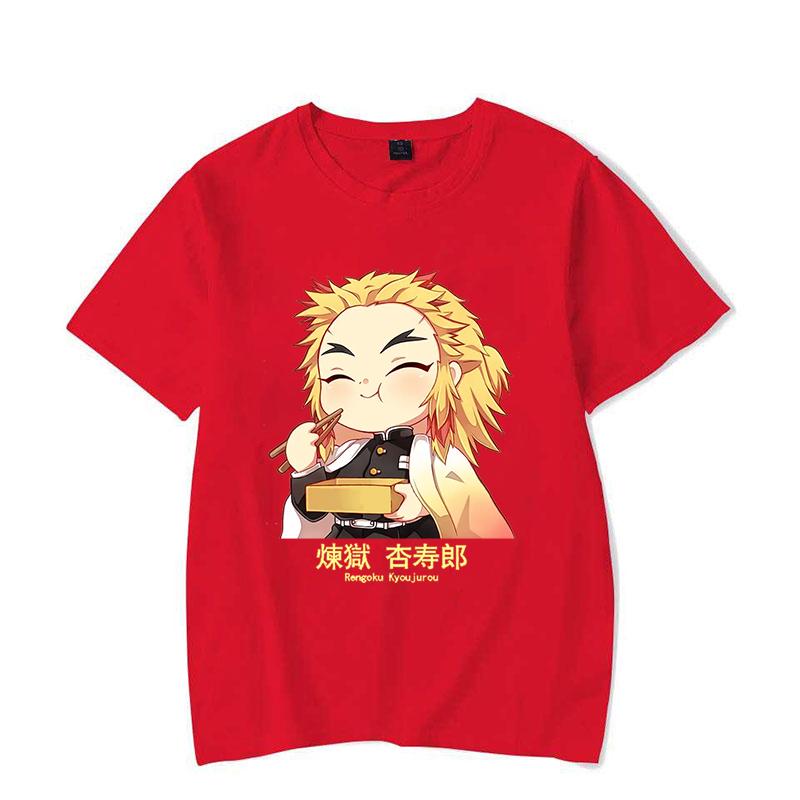 Cute Rengoku Kyoujurou Printed T-shirts Women Unisex Casual Loose Round Neck Creative Personalized Anime T-shirts