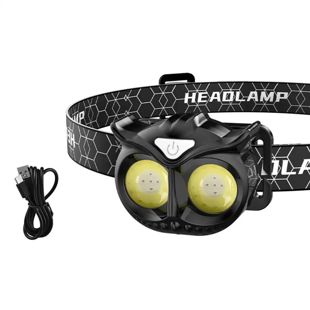 COB Owl Mini Headlamp Running Warning Headlight Portable Rotating Hunting Magnet LED Head Flashlight Camping Fishing Head Lamp