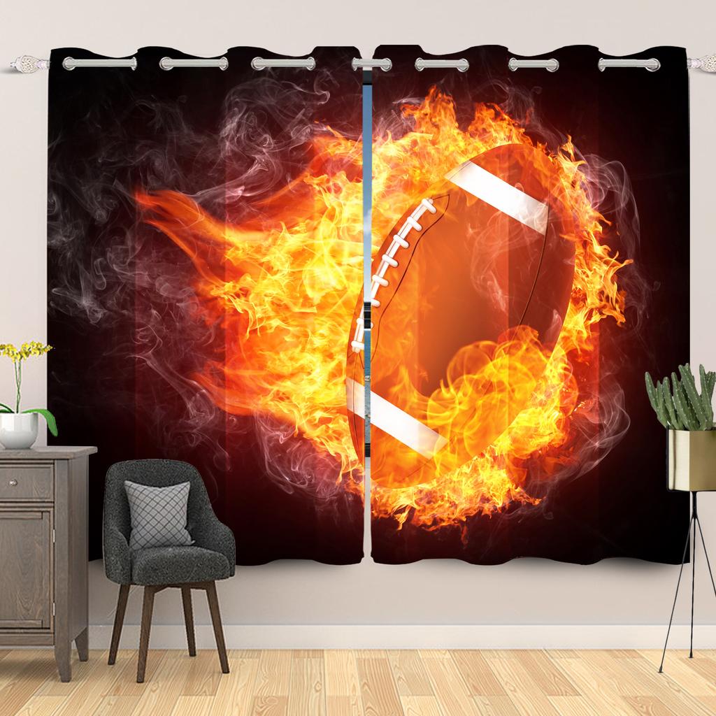 Light Blocking Sports Themed Curtains Multiple Designs Fan Bedroom Living Room Decor Top Window Drapes Curtain Polyester With Grommet Washable Ready