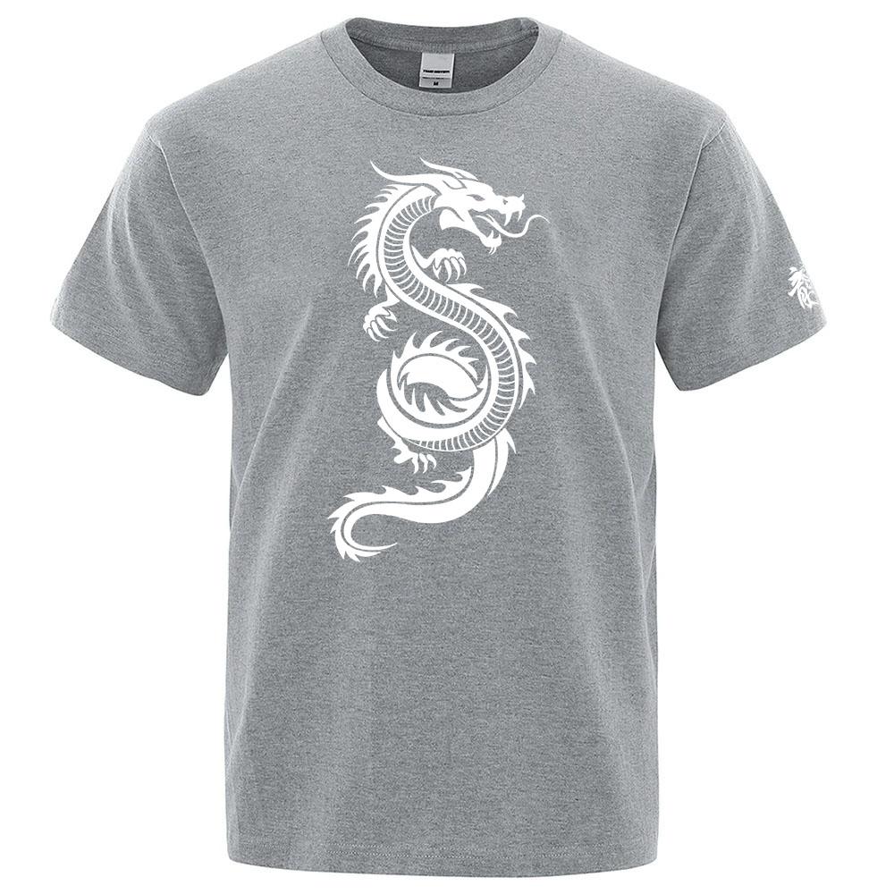 2025 Unisexs Summer Comfortable Tshirt Chinese Dragon Printing Casual Breathable Ordinary Short Sleeve Round Neck Top
