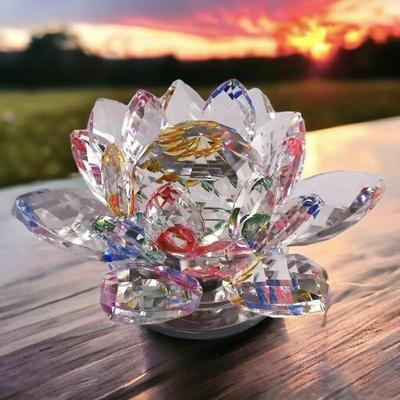 Wohnkultur Artikel Positive Energie fengshui Kristall Lotus Blume (8,5 x 8,5 x 5 cm)