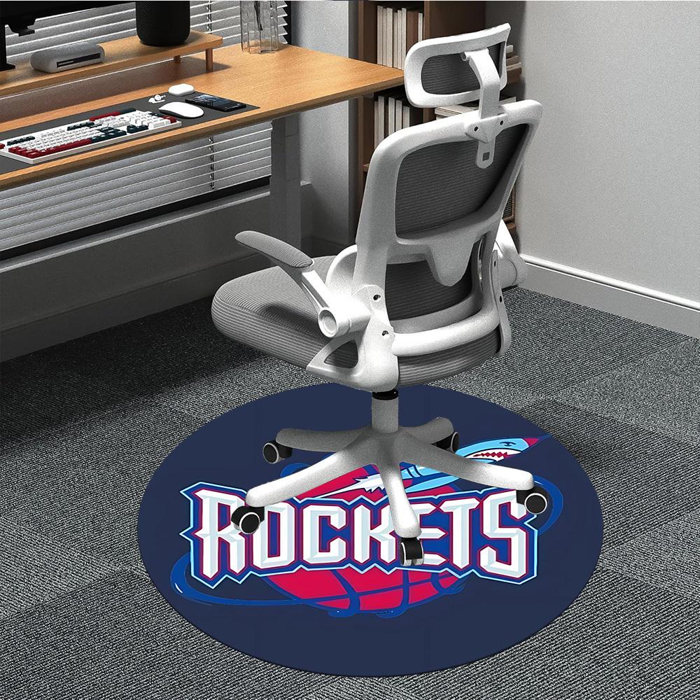 

1pc Rockets Basketball Office Round Area Rug, Indoor Mat Suitable For Office, Under Office Chairs Bedroom Living Room Home Decor, Room Deco188 80cm by 80cm