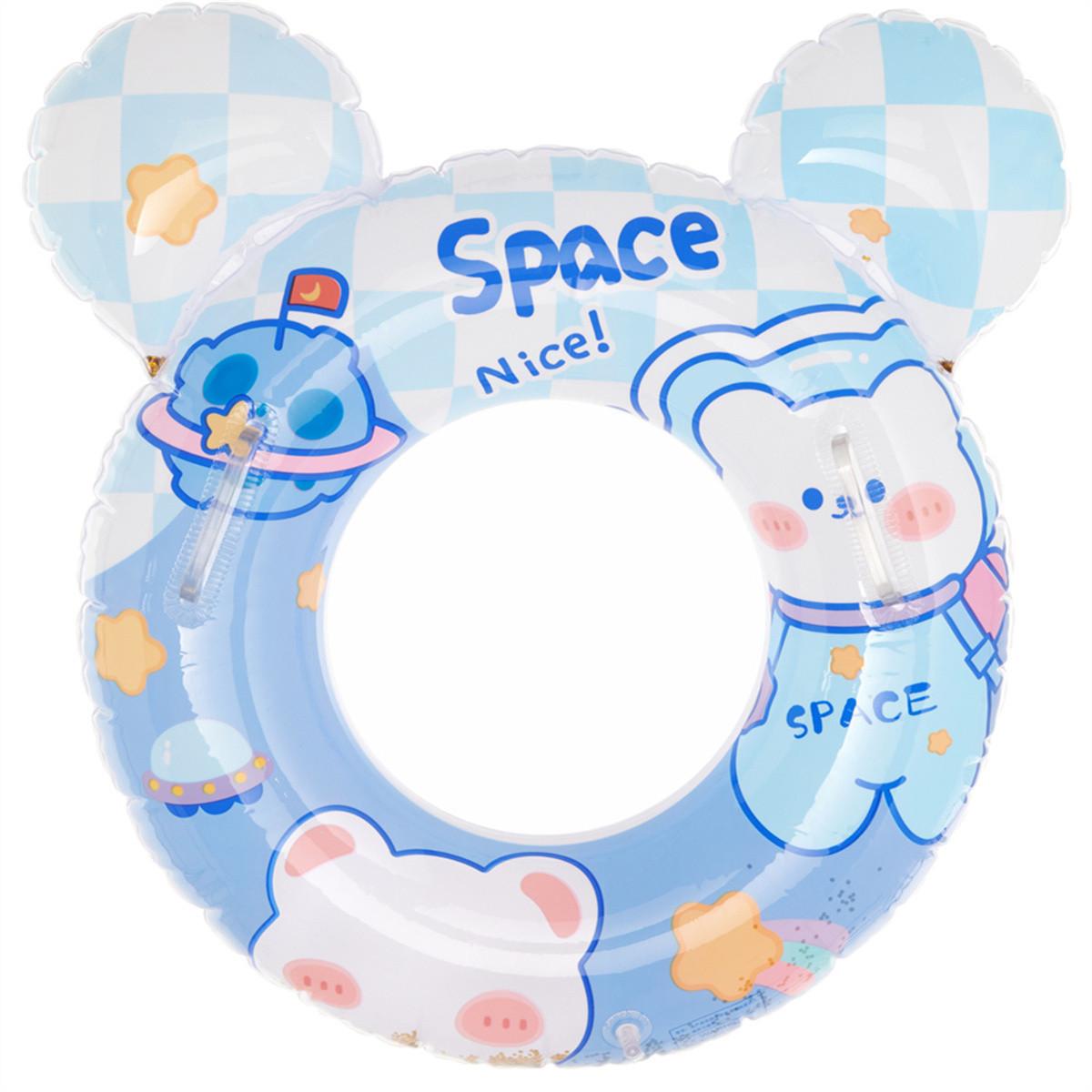 Cartoon Inflatable Water Cute Strawberry Children With Handle Sponge Bottom Sitting Ring Inflatable Fruit Shape Swimming Ring 70# sequin space bear-handle armpit swim ring