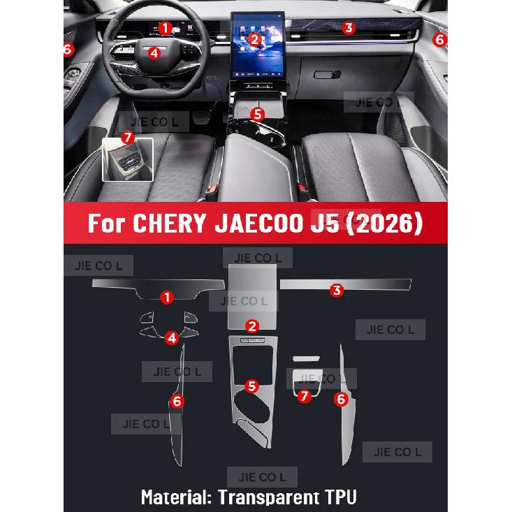 Anti-scratch Car Interior Center Console Media Dashboard Navigation TPU Protector Film For CHERY JAECOO 5 J5 2026
