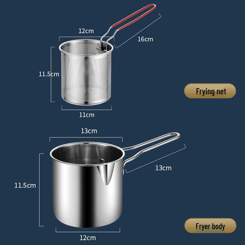 Multifunctional Stainless Steel Deep Fryer for Gas & Induction Cookers, Mini Frying Skewer Pot