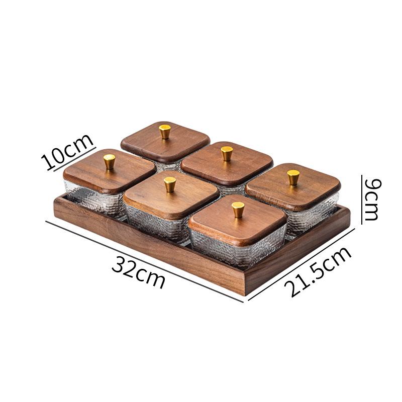 Creative Glass Walnut Fruit Bowl with Compartments for Snacks & Desserts