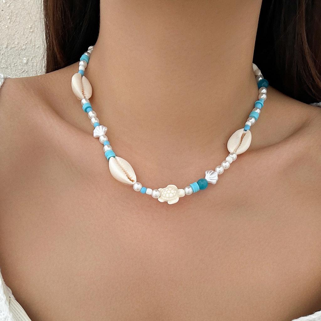 Accessories Beach Ocean Wind Rice Beads Beaded Clavicle Necklace Versatile Starfish Shell Necklace Female