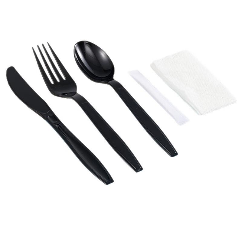 ZISIZ Transparent Plastic Cutlery Set with Napkin & Toothpick