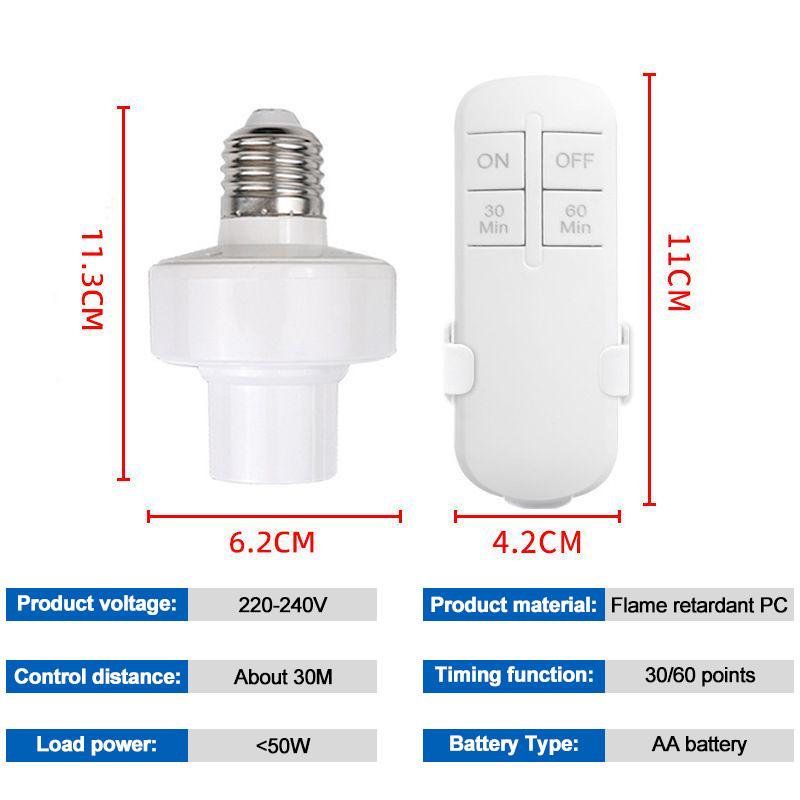 E27 Smart Light Bulb Socket RF 433MHz Wireless Remote Control Lamp Bases Smart Timer Switch For Pendant Ceiling Chandelier Light
