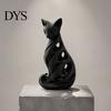 Decorative Figurines for Living Room 3D Printed Spiral Cat Figurine, Hollow Modern Abstract Sculpture Small Table Decor Coffee Desk Shelf, Minimalist