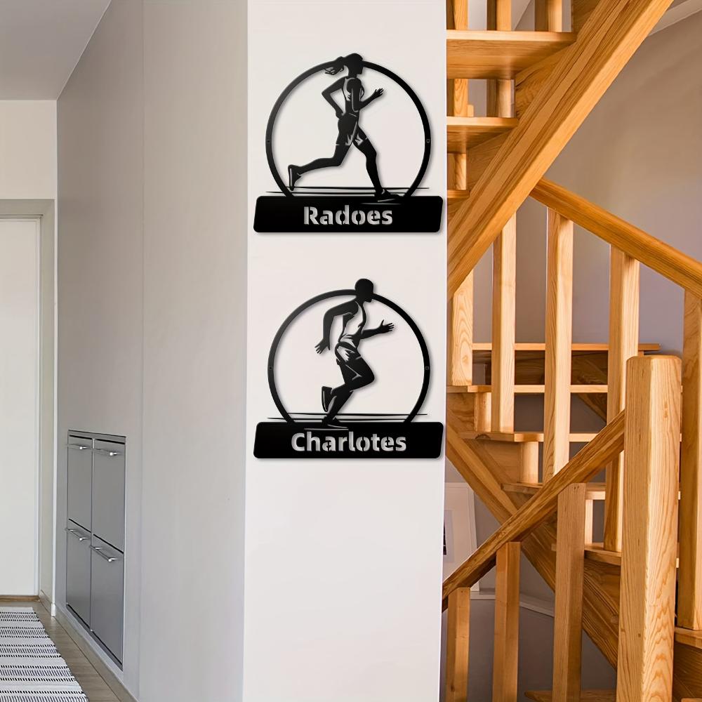 Unique 1pc Custom Metal Wall Art Running Boys Girls Personalised Name Sports Enthusiast Decor