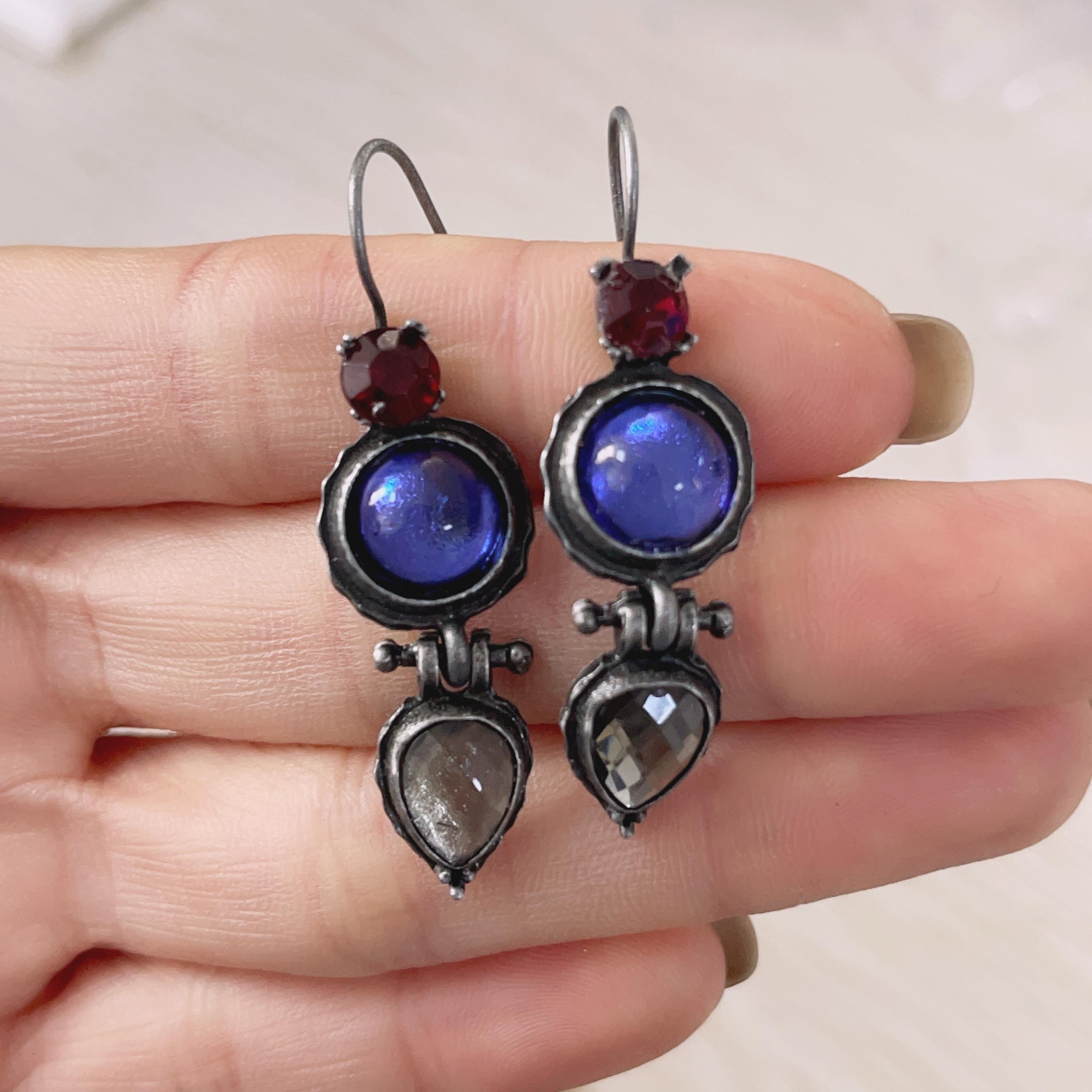 

2023 Нова Мода Фіолетові Круглі Смоляні Сережки-Гачки Жіночі Весільна Вечірка Сріблястий Колір Червоно-Помаранчевий Камінь Сережка Подарунки