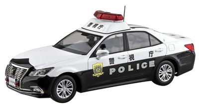 Aoshima Bunka Kyozaisha Raku Plastikowy zestaw zatrzaskowy Toyota Crown Patrol Car Kolorowy plastikowy model 1/32 nr 01-PC