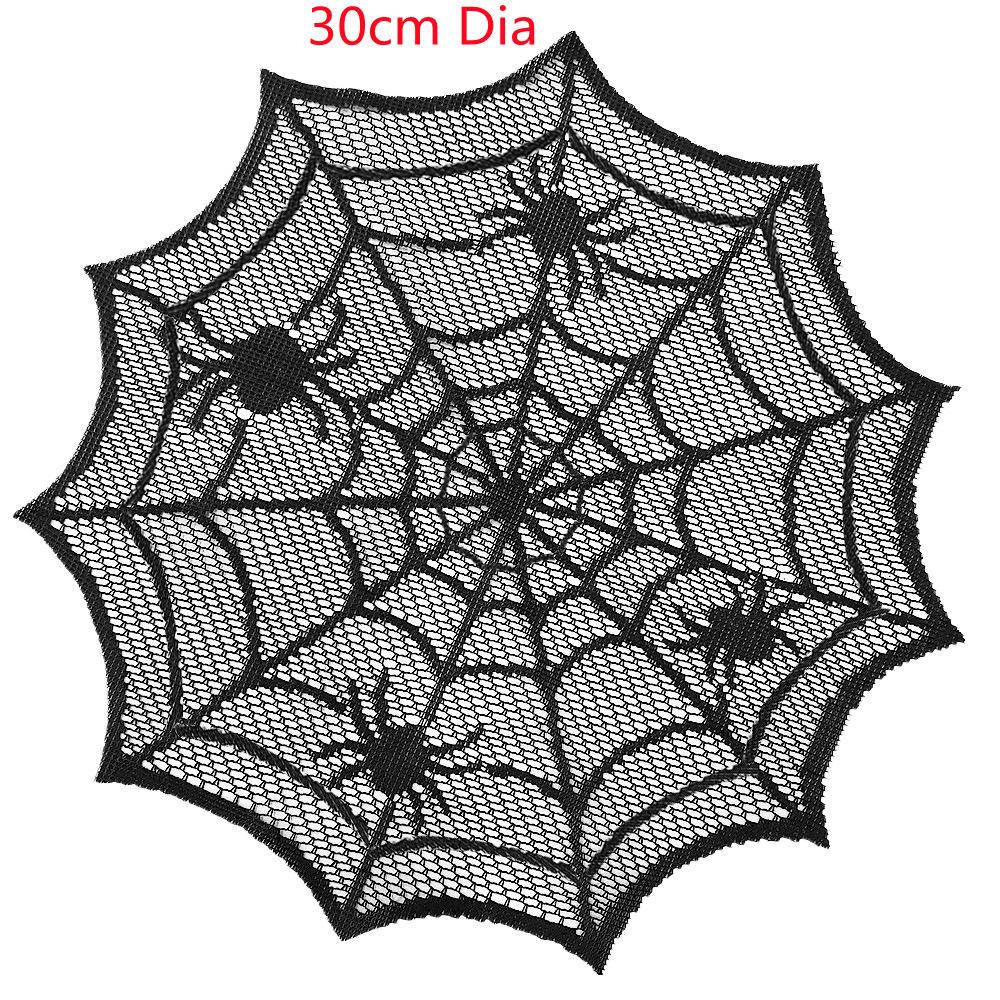 1 stuks Halloween Spinnenweb Maaltijdmat Diameter 30cm Zwart Kant Maaltijdmat