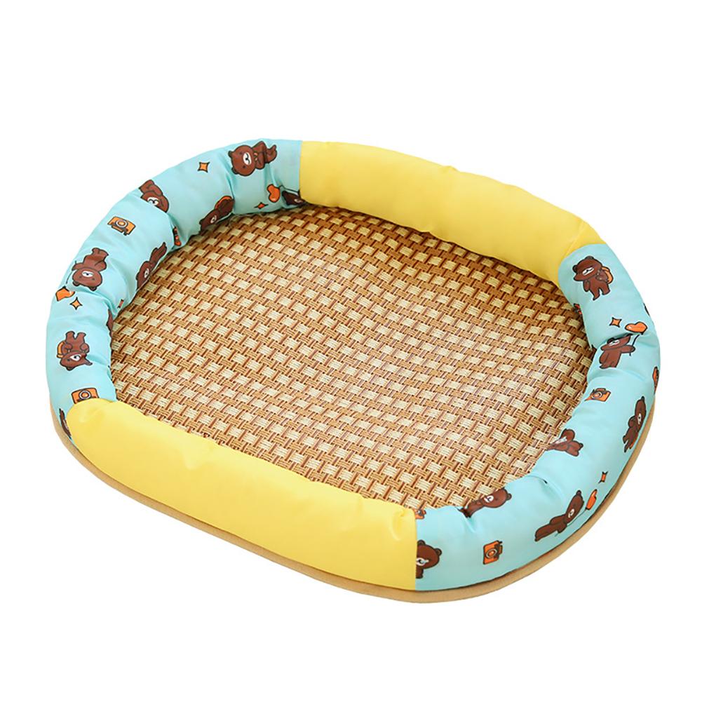 Pet Cool Mat With Oval Pillow Breathable Non-slip Summer Cooling Pad Bed Sleeping Mat Pet Blanket For Dogs Cats
