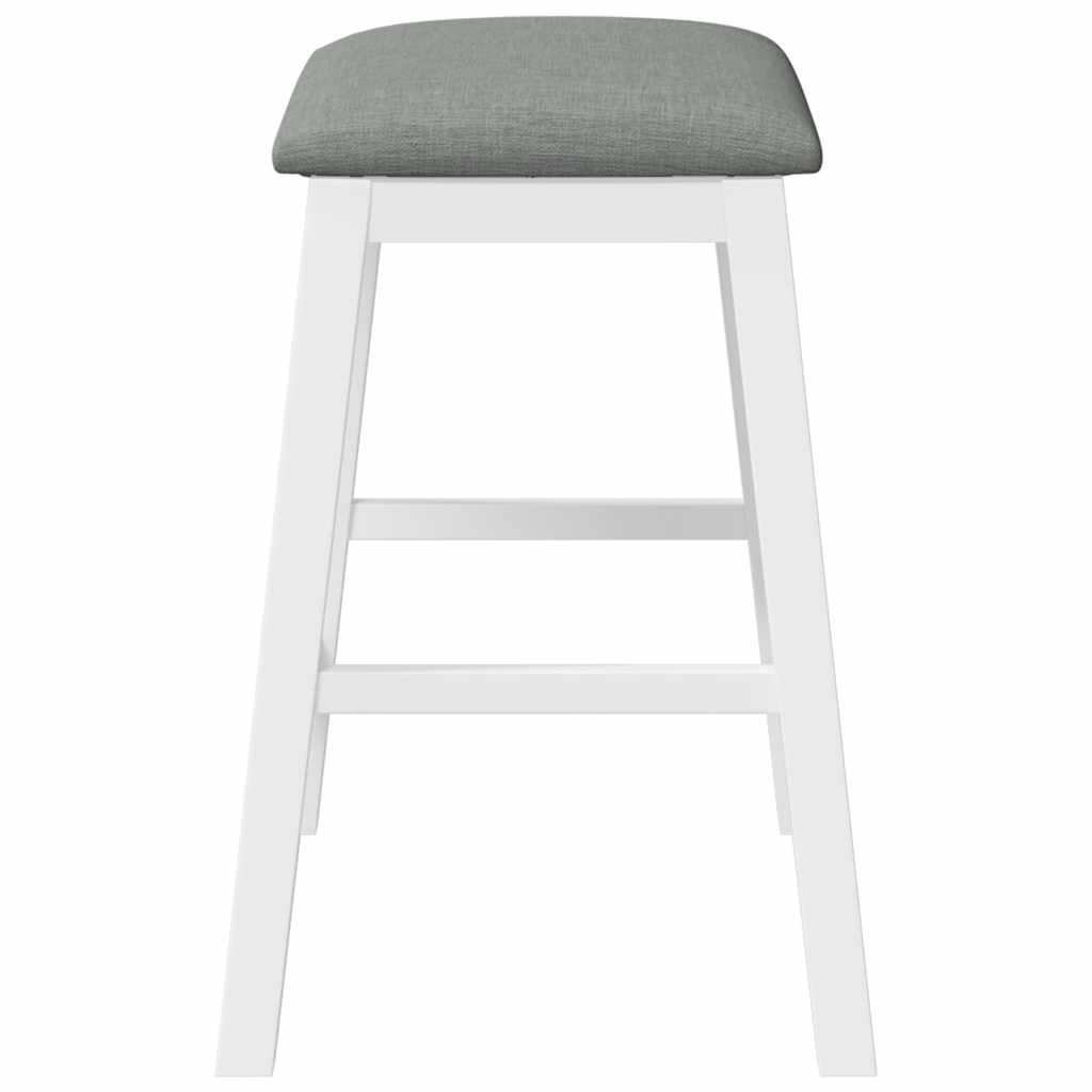 Bar Stools with Cushions 2 Pcs White Solid Rubberwood