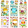 6 Photos/pack of Cute Cartoon Animal Face Swap DIY Puzzle Stickers for Children's Early Education Thinking Training Stickers