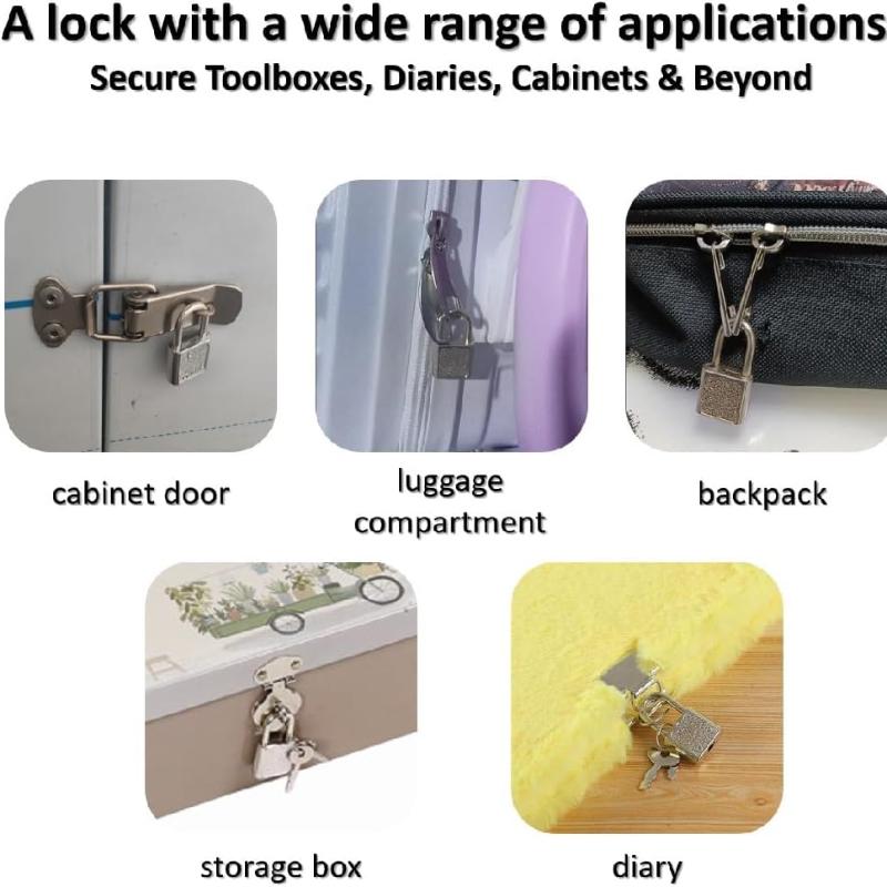 10 ks Mini Roztomilých Visiacích Zámků s Klíči | Malé Zámky na Zavazadla na Šperkovnice, Diáře, Batohy, Cestování a Dekorace | 33mm Kovové Čtvercové Zámky pro Soukromí