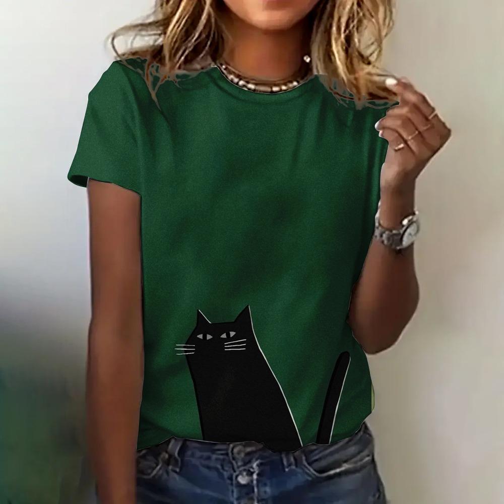 Summer Cute Funny Cat 3D Print T-shirts Women Streetwear Casual Fashion Y2k Short Sleeve T Shirt O-neck Tees Tops Clothing