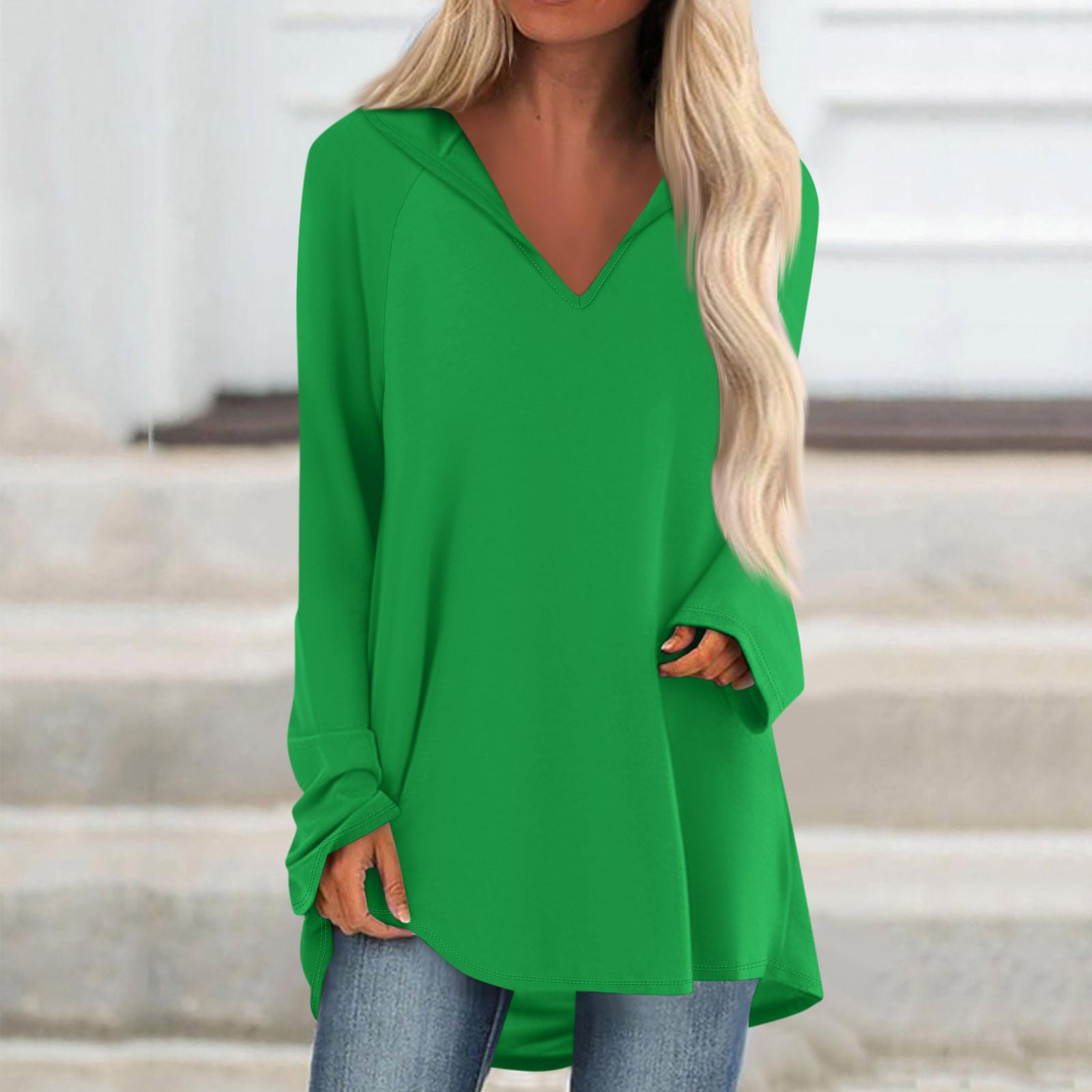 

Жіночі вільні топи з V-подібним вирізом і капюшоном з довгими рукавами Повсякденні топи Піжами для домашнього відпочинку Топи M