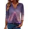 Women's Casual Fashionable Sexy Comfortable V-Neck Christmas Three-Quarter Sleeve Top