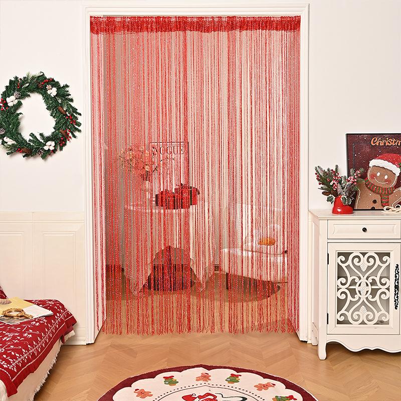 Glitter Curtains Tassel Curtains Hanging Door Curtain Encryption Partition Decoration Curtain for Door Living Room Bedroom