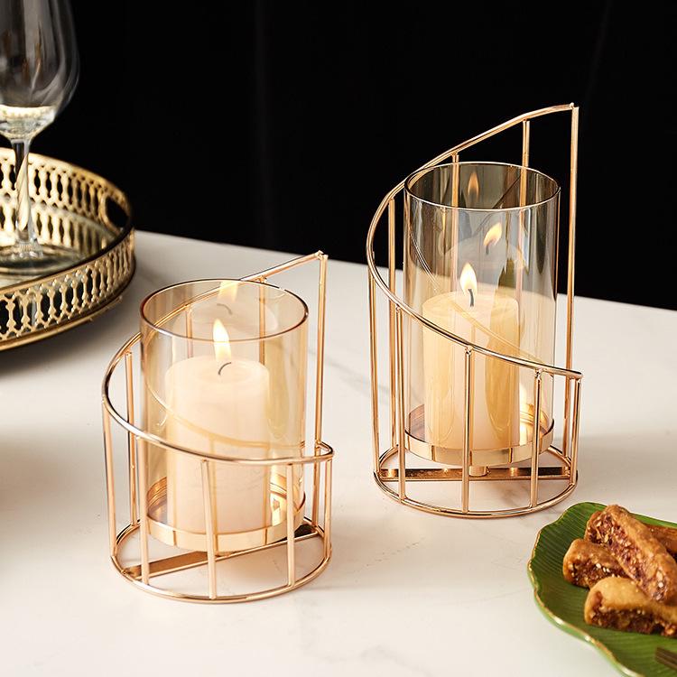 Nordic Romantic Wrought Iron Candlestick Holder - Elegant Candlelight Decor for Living Room & Dining Table