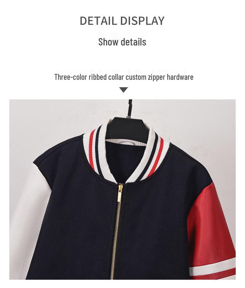 TB BROWIN Autumn Striped Wool Blend Baseball Jacket - Lobster Style Streetwear Casual Outerwear