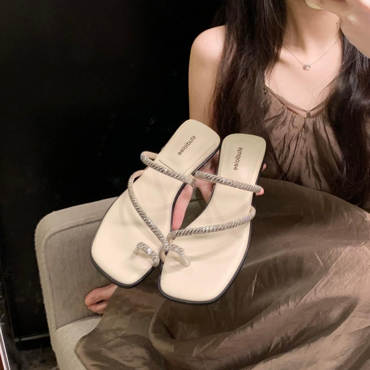 

Пятно второго волоса ~ яркая фея с квадратным носком, окантовка линии с плоским носком, женские летние тапочки 39