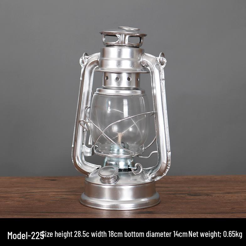 Vintage Wrought Iron Kerosene Hurricane Lamp - Nostalgic Camping Decor & Photography Prop