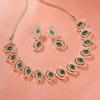 Estele Designer-Halsketten-Set für Damen, Roségold, patiniert, Zirkonia, Smaragdsteine