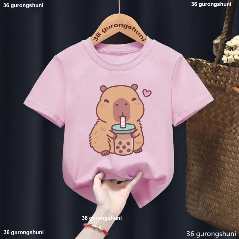 Summer Smiling Face Print Children's T-shirt Short-sleeved Pure Cotton Loose Basic Versatile Base Cool Simple Kid Girl Tees Tops