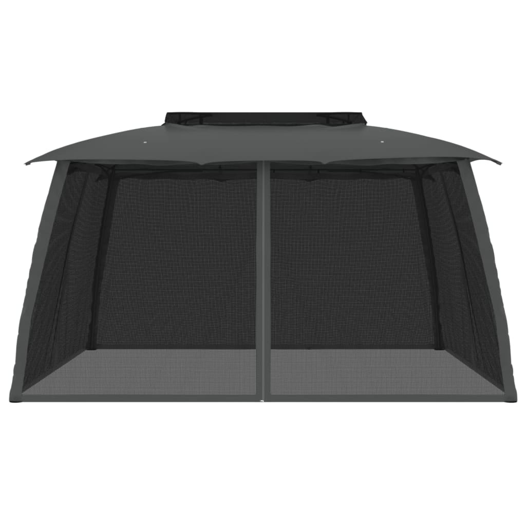 Vidaxl Gazebo With Double Roof and Netting Around, Anthracite, 2.93X2.93 M