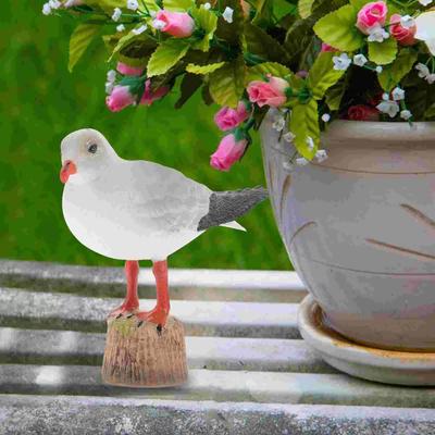 2 Pièces Mouette à bec rouge Modèle Unique Miniature Simulation Sculpture Mouette Table
