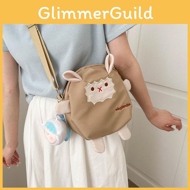 Sheep Cartoon Canvas Crossbody Bag For Teens Soft Material Daily Outfit Shoulder