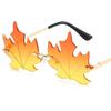 Hip Hop Rimless Sun Glasses Personality Maple Leaf Anti-UV Spectacles Funny Women Eyeglasses for Masquerade Halloween Ornamental
