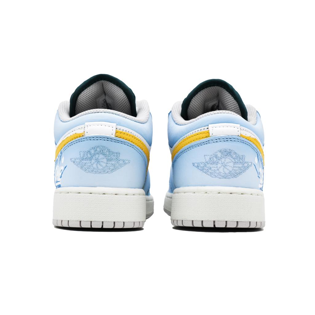 Jordan Air Jordan 1 Ice Lemon Lemonade Leather Abrasion Resistant Low top Vintage Basketball Shoes Unisex White Blue FQ7687-300(Team861-)
