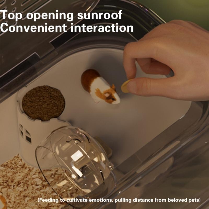 Large Space Hamsters Cage with Ventilated Lid Clear Pet Cage Indoor Resting Sleep Villa for Chinchillas Guineapigs