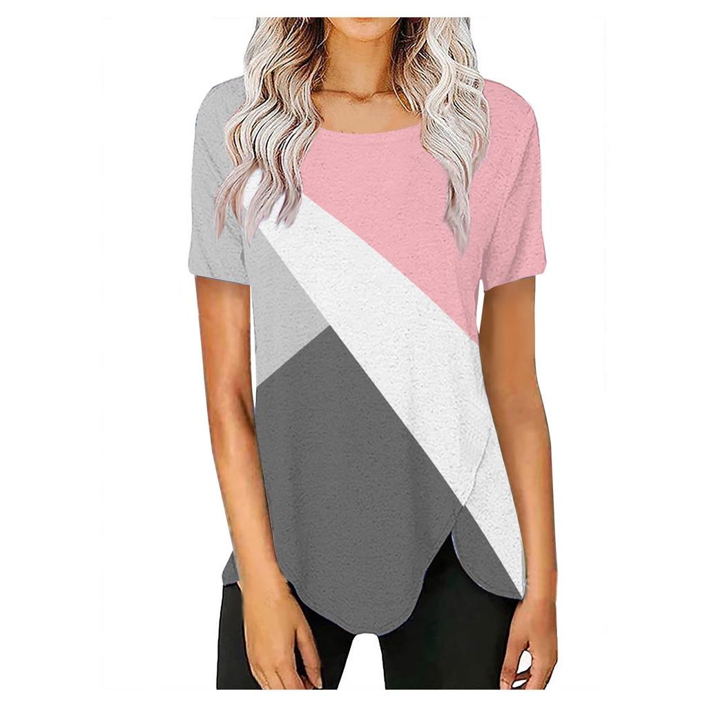 Women's Fashion Casual Temperament Crewneck Loose Printed Short Sleeve T-shirt Top
