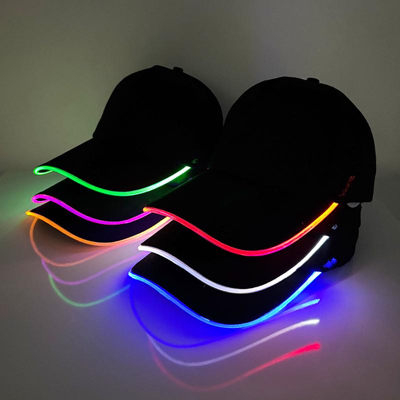 Fashion Glowing Baseball Cap LED Light Up Hiphop Hat Bar Club Props Fluorescent Hat Men Women DJ Dance Supplies Costume
