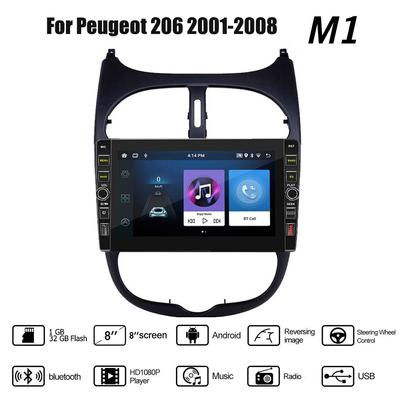 8 pouces pour Peugeot 206 2001-2008 avec bouton bouton autoradio Android lecteur multimédia Navigation stéréo GPS 2 Din 1 + 32GB