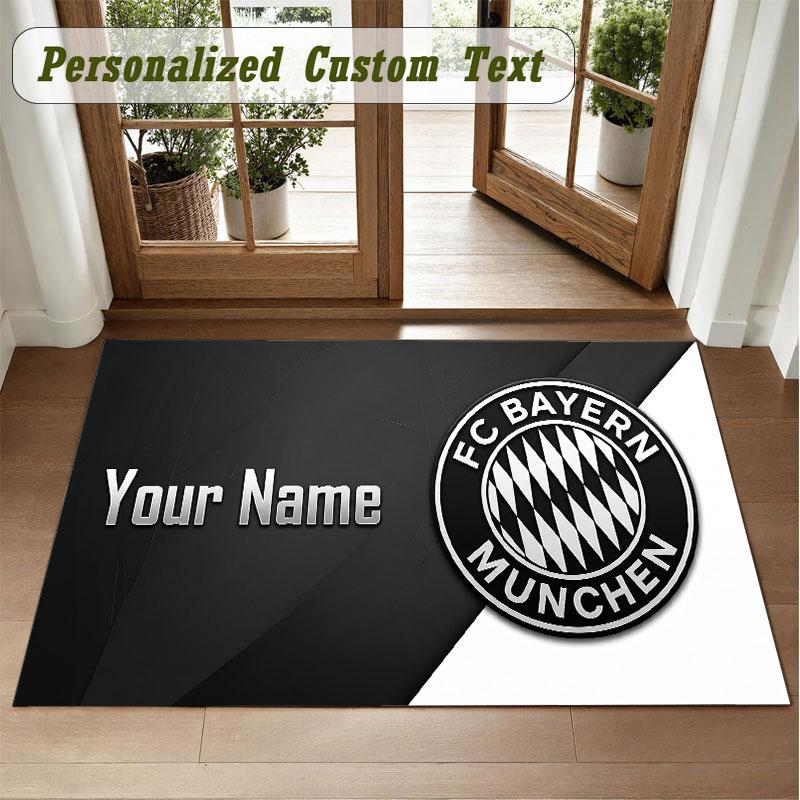 Crystal Velvet Square Rug Custom NameBayern Munich Pattern Non Slip Home Floor Decor Rug