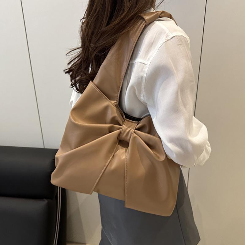 Casual Shoulder Bag for Women New Sweet and Simple Underarm Bag Bow Design Large Capacity Handbag