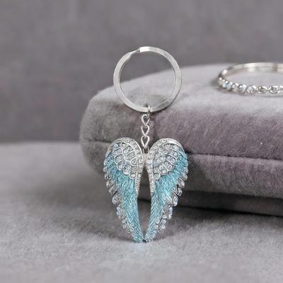 Porte-clés Pendentif Ailes d'Ange - Accessoire de Fête Élégant en Diamant d'Imitation