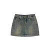 Retro Distressed High Waist Denim Mini Skirt - Plus Size, Anti-Exposure, Versatile Fit for Petite Women