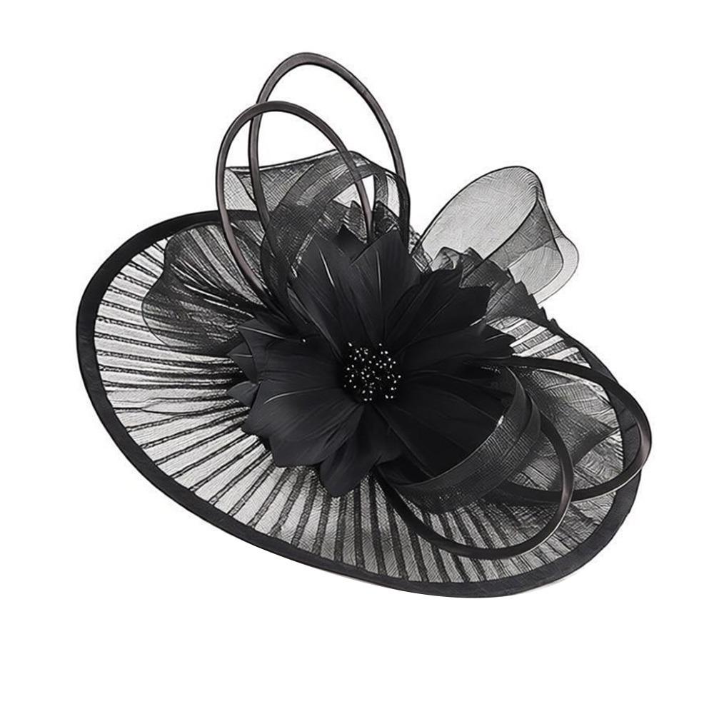 

Hairpiece Mesh Flower Headband Flower Fascinator Elegant Vintage Mesh Veil Hat Floral Sinamay Fascinator Costume Parties чёрный