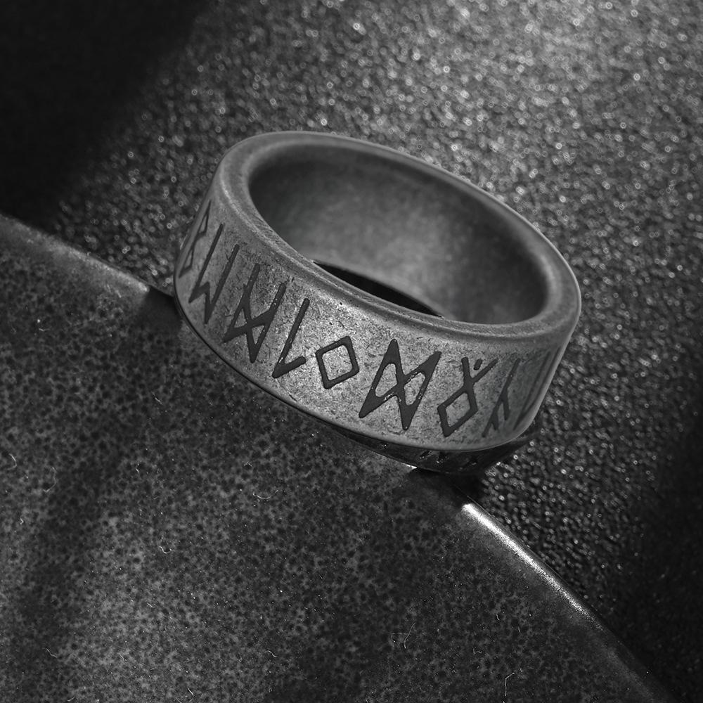 

Hiphop 8/10/12mm Antique Silver Color Stainless Steel Rings For Men Women Retro Viking Rune Ring Punk Gothic Rock Biker Jewelry 7